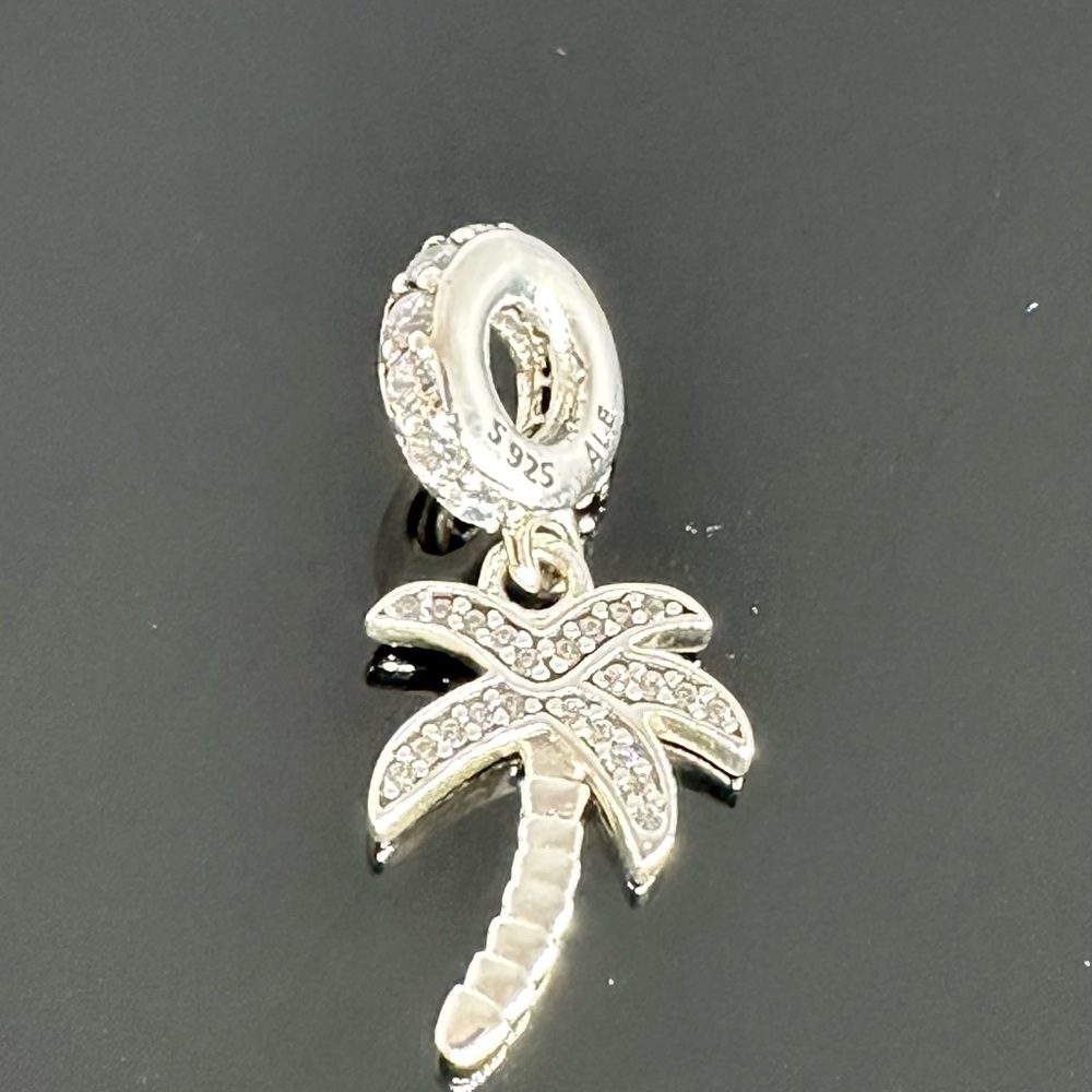 Pandora Palm Tree Dangle Charm 925 Ale Silver with CZ With Gift Box #173